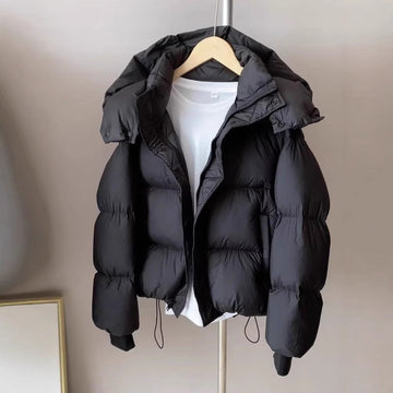 Hooded Puffer Jacket with Zipper for Women - Rina