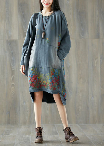 Trendy O-Neck Asymmetrical Pullover Dress - Mia