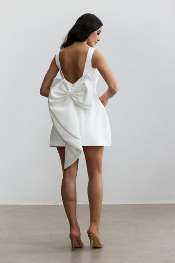 Mini Dress with Back Bow Detail for Women - Lucia