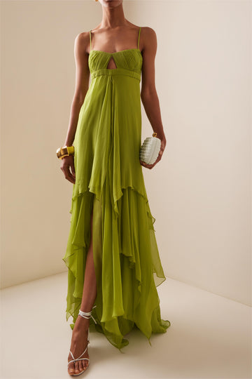 Ruffle Maxi Dress with Spaghetti Straps for Women - Luce