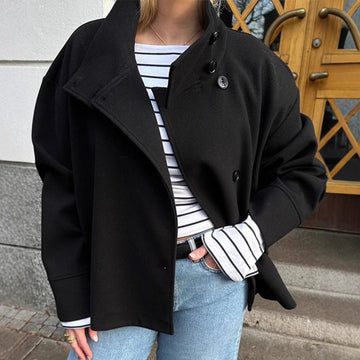 High Neck Button Up Jacket for Women - Giacinta