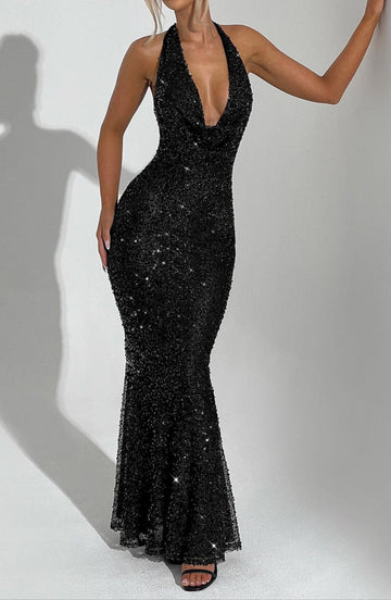 Carlota Maxi Dress - Black Lined