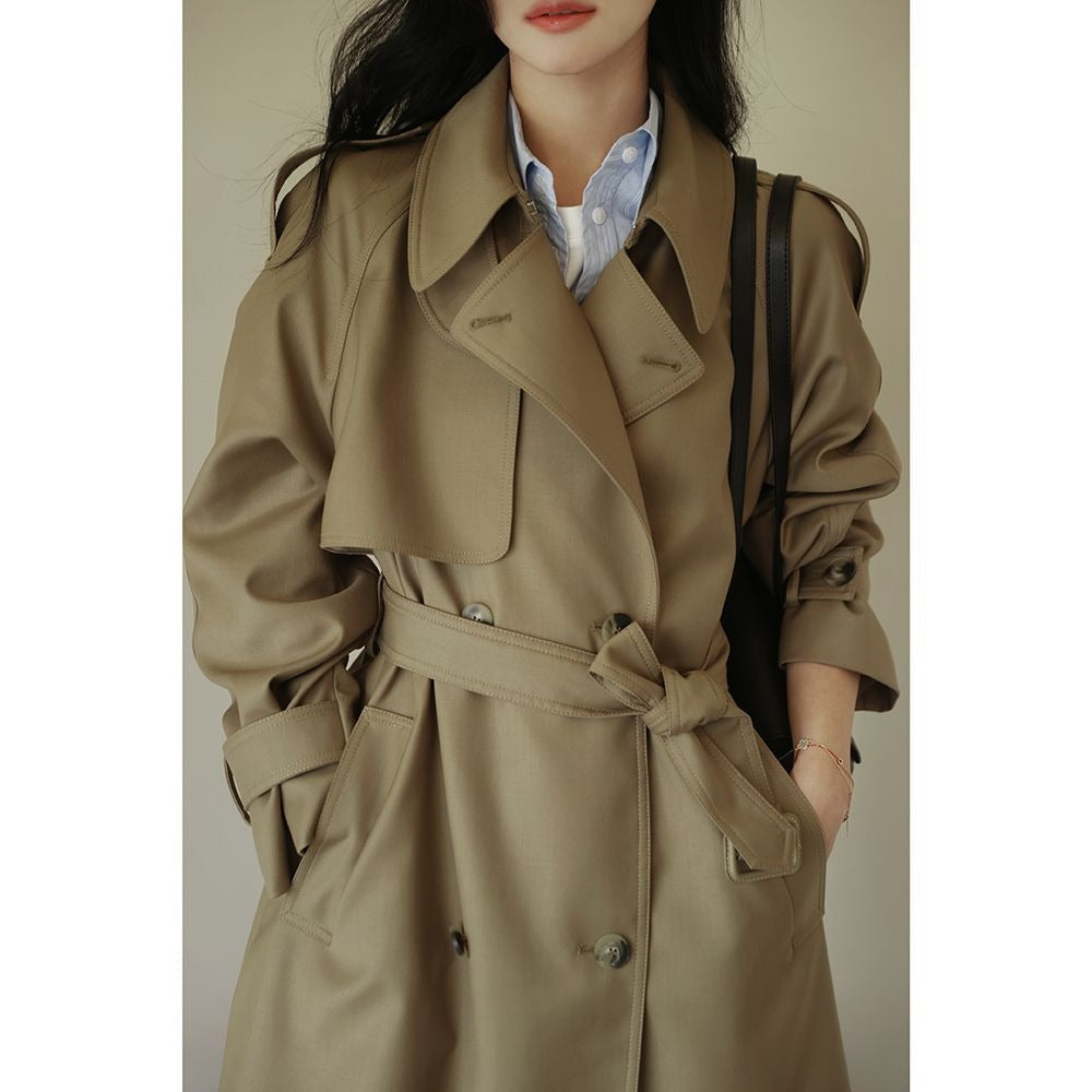 Double Breasted Trench Coat with Belt for Women - Mirella