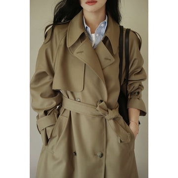 Double Breasted Trench Coat with Belt for Women - Mirella
