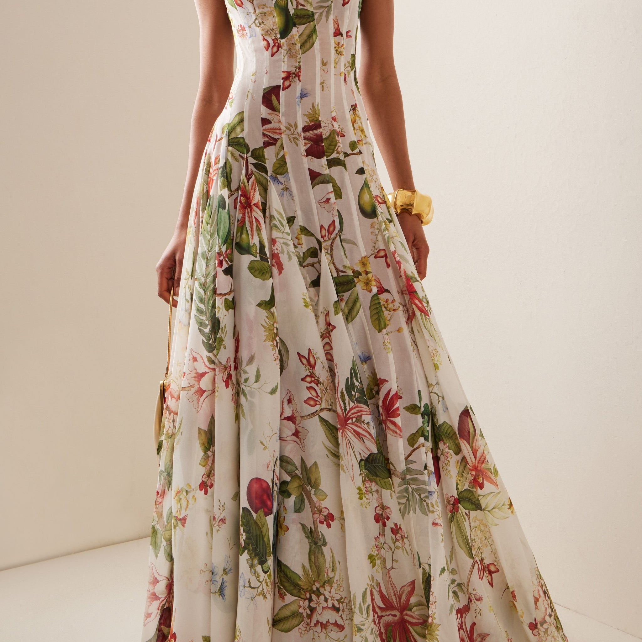 Floral White Maxi Dress with Spaghetti Straps for Women - Grazia