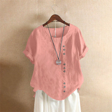 Women’s Summer Casual Linen Blouse | Short Sleeve