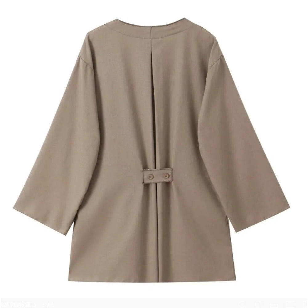 Long Sleeve Wrap Top and Wide Leg Pants for Women - Mirella