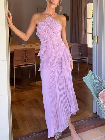 Party Asymmetric Dress | Pleated