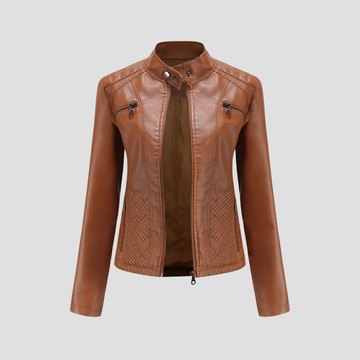 Women's Leather Jacket | Stand Collar