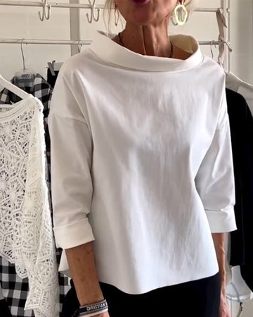 Women's Casual Waterfall Neck Blouse | with 3/4 Sleeves