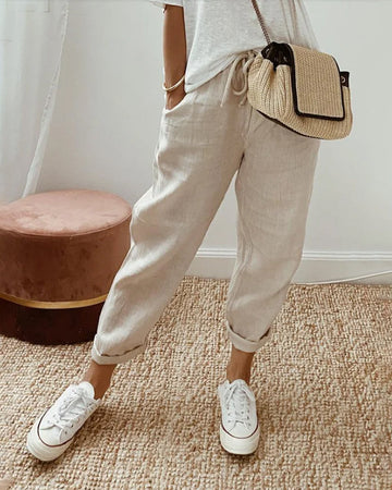 Women's Summer Linen Pants | with Drawstring