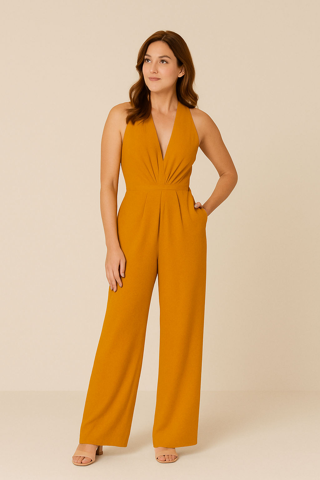 Women's Deep V Neck Jumpsuits | Sleeveless