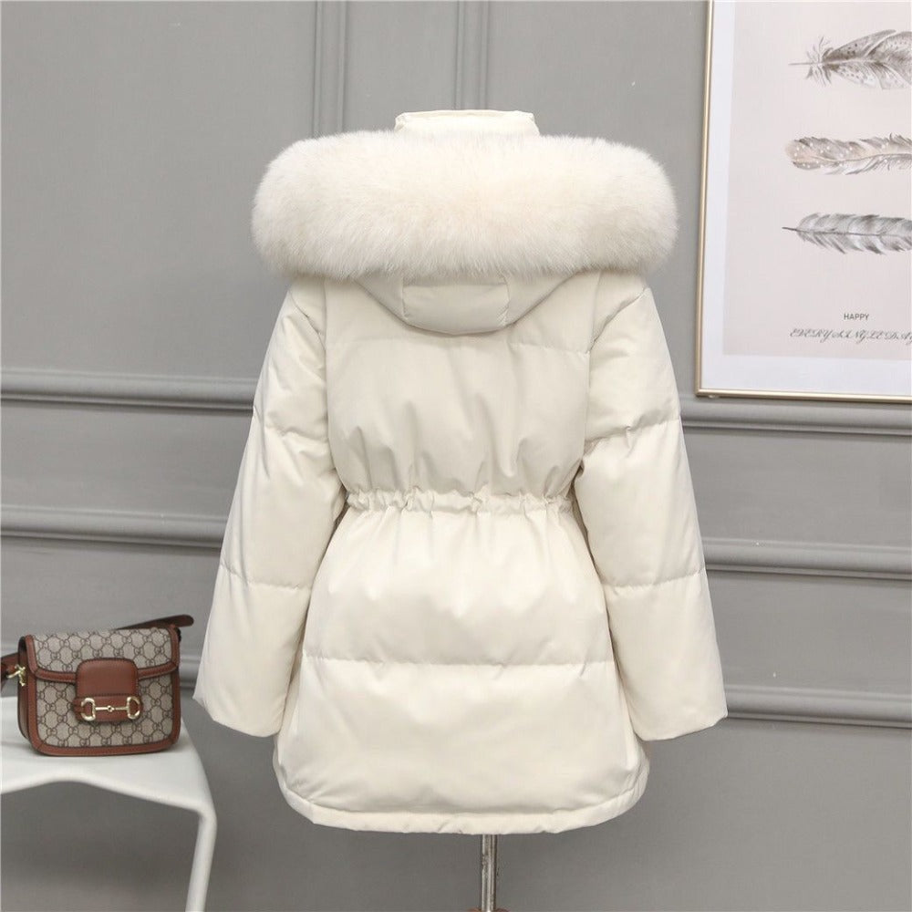 Puffer Jacket with Fur Hood for Women - Loredana
