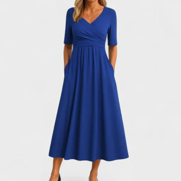 Women's V-Neck 3/4 Sleeve Wrap Dress | Midi
