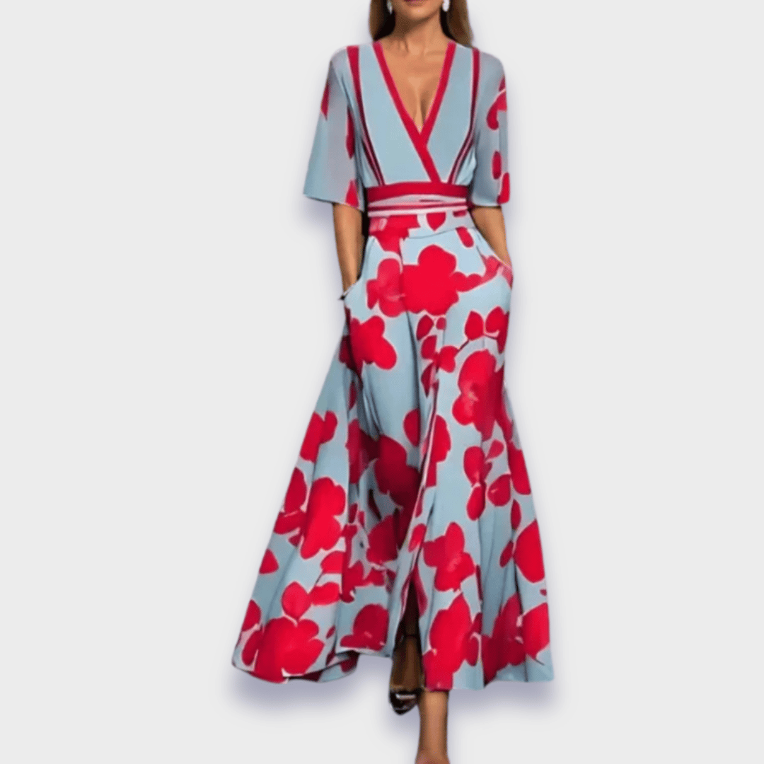 Women's Floral Print Wrap Maxi Dress | V-Neck