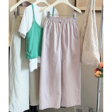 Drawstring Waist Wide-Leg Trousers for Women - Susanna
