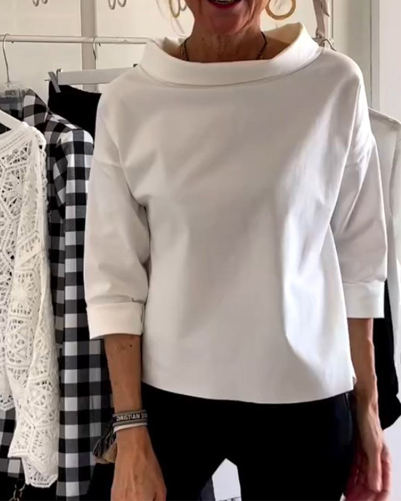 Women's Casual Waterfall Neck Blouse | with 3/4 Sleeves