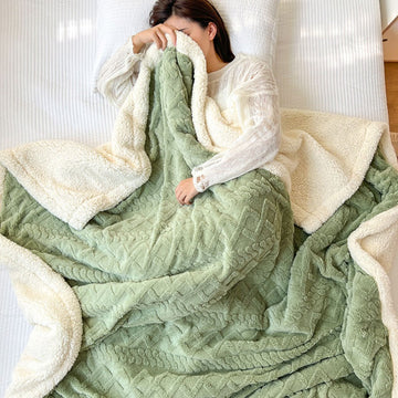 Sherpa Fleece Throw Blanket with Textured Design for Women - Giada