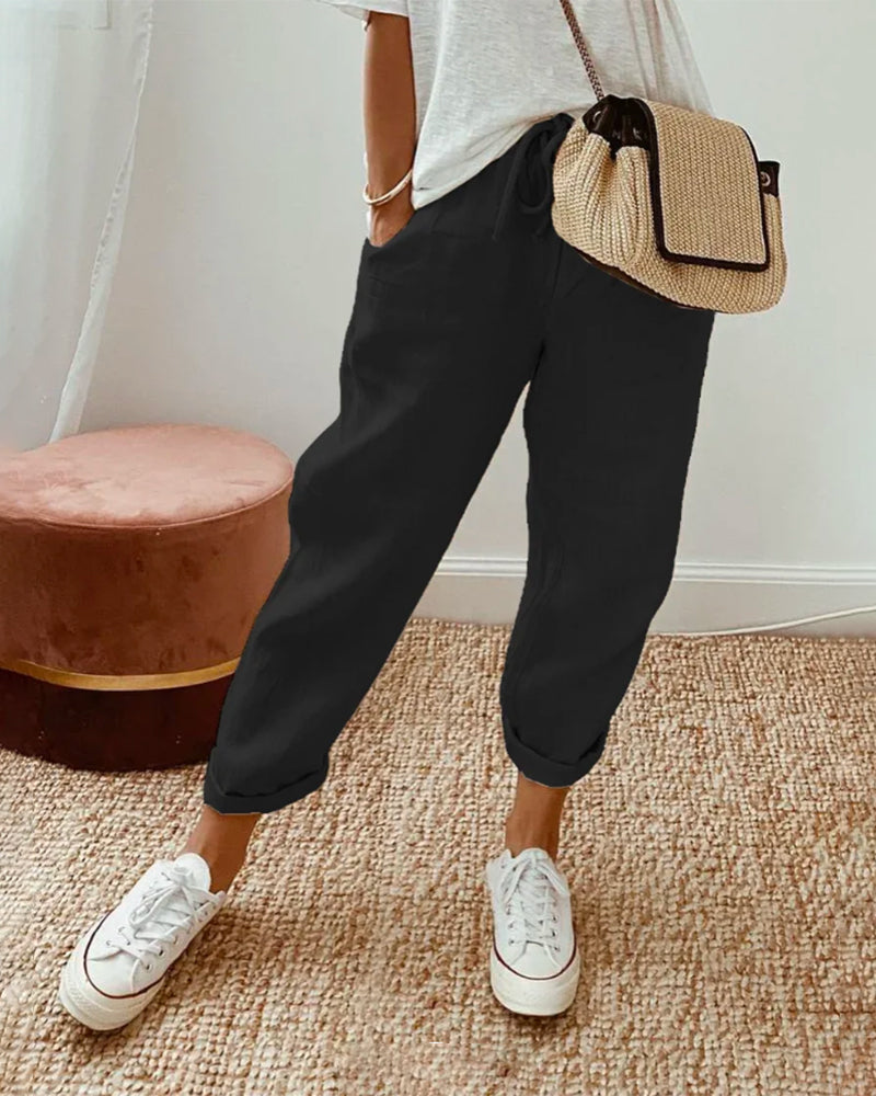 Women's Summer Linen Pants | with Drawstring