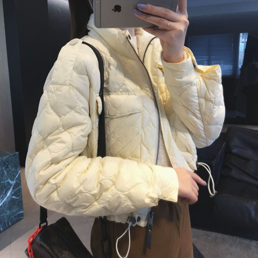 White Quilted Jacket with Zipper for Women - Susanna