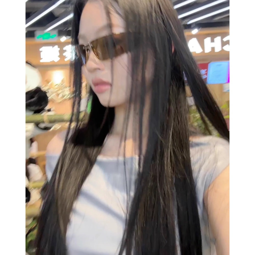 Brown Rectangular Frame Sunglasses with Tinted Lenses for Women - Marta