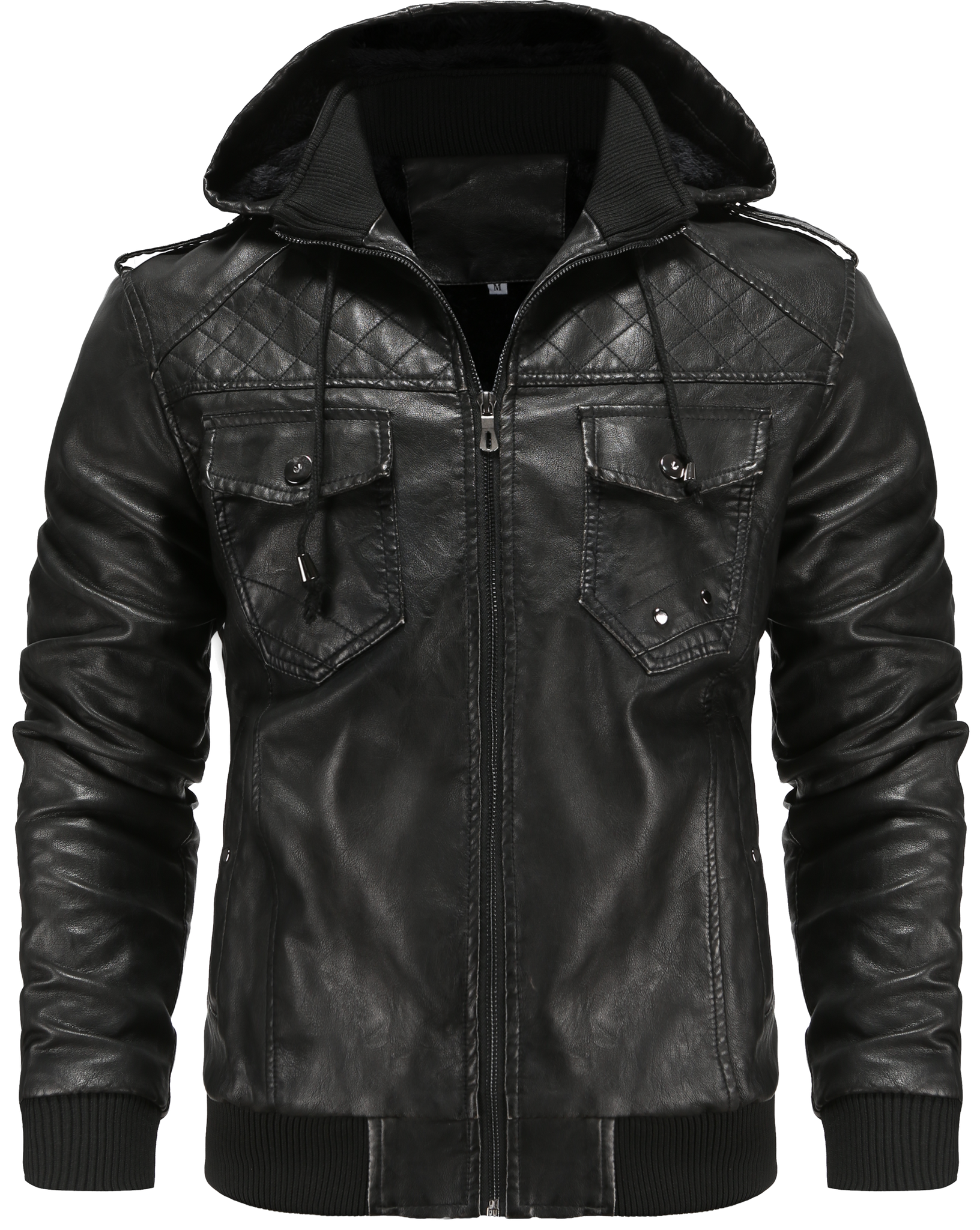 Men's Hooded Leather Jacket | Winter