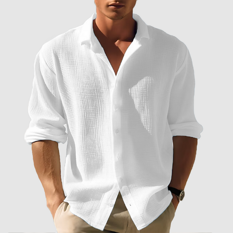 Men's Waffle Knit Long Sleeve Shirt | Casual