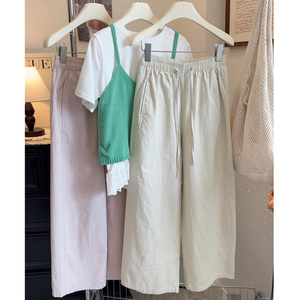 Drawstring Waist Wide-Leg Trousers for Women - Susanna