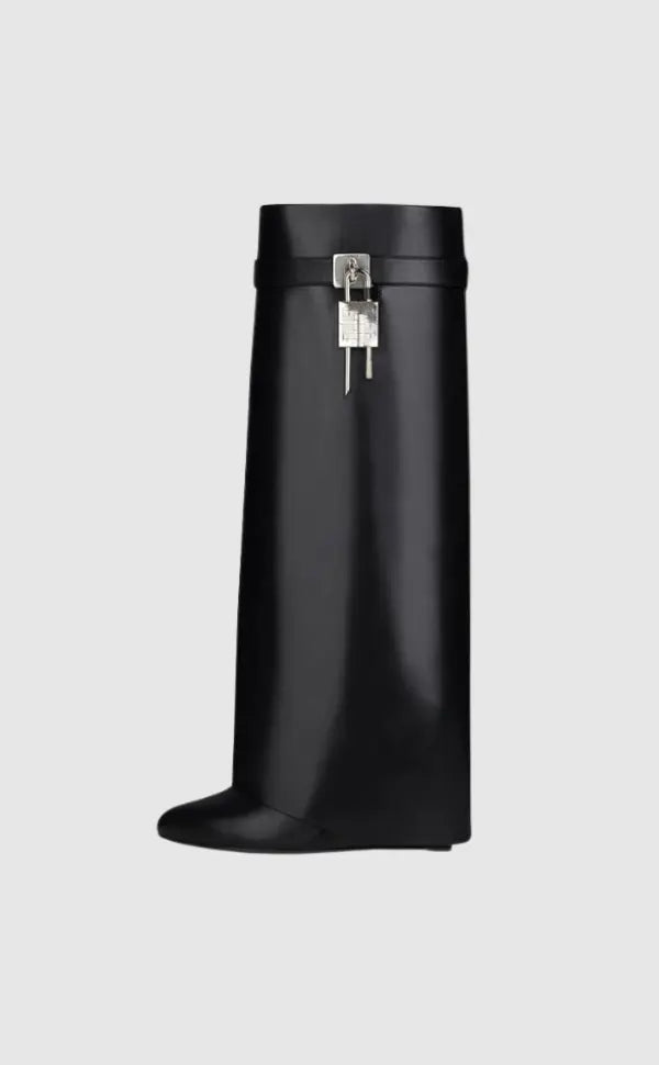 Women's Wedge Knee High Boots | Lock Detail