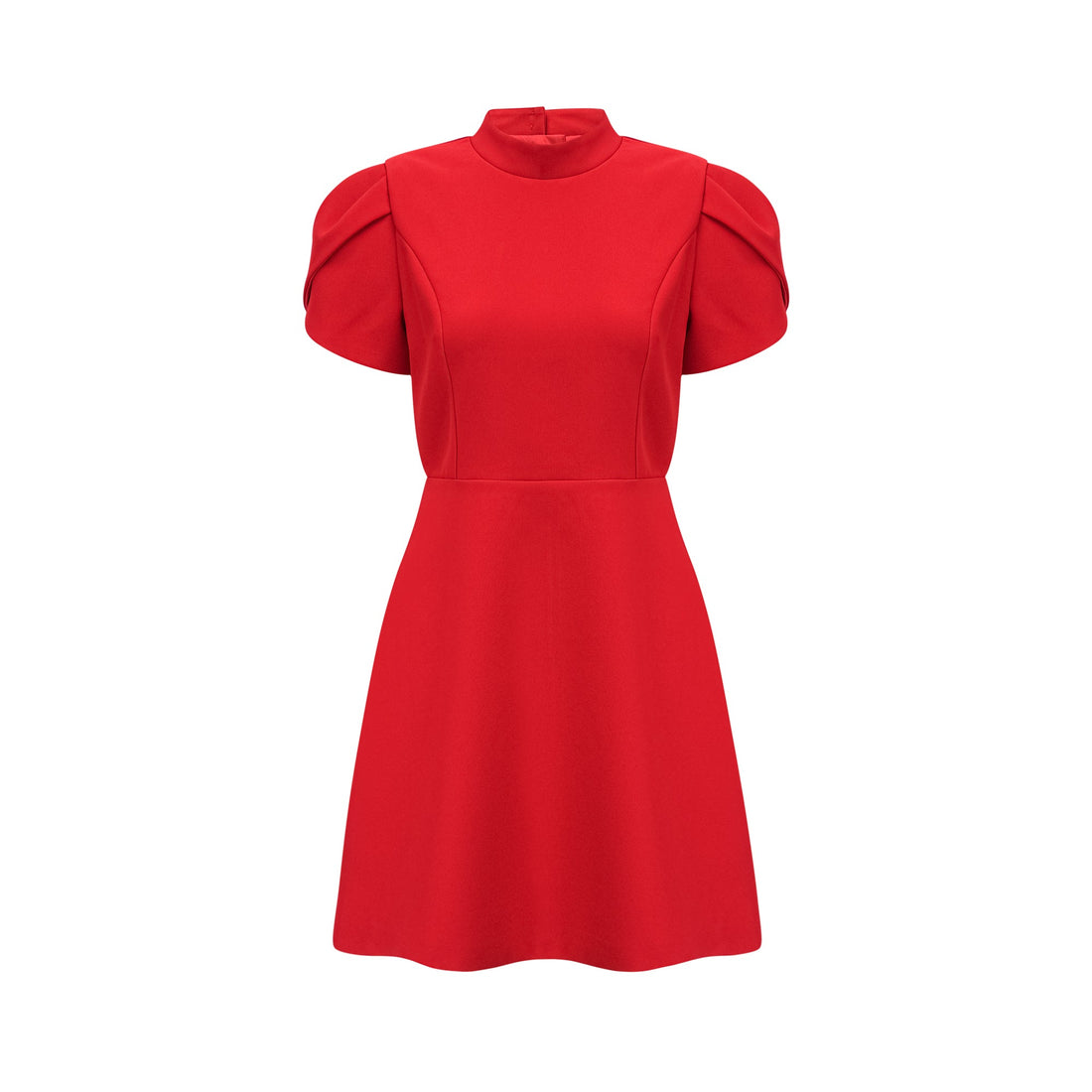 Cherry Red Mini Dress with Back Bow Detail for Women - Irene