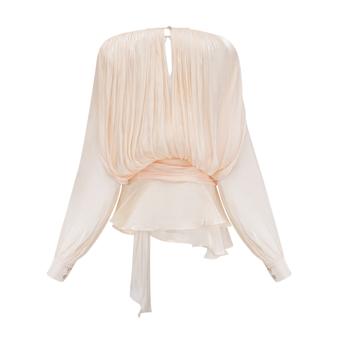 Peach Pleated Blouse with Belt for Women - Lara