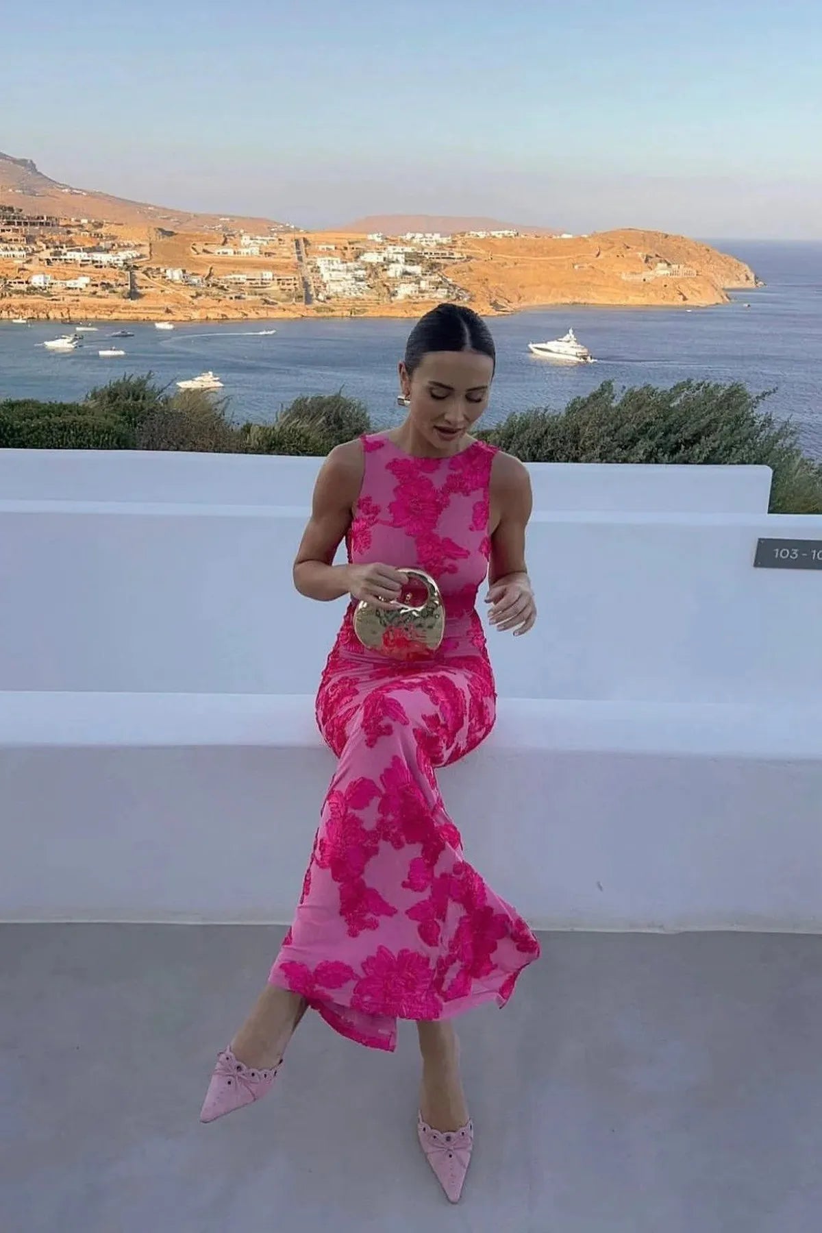 floral embroidered dress pink Pink Ivy Garden Dress Teuta Matoshi