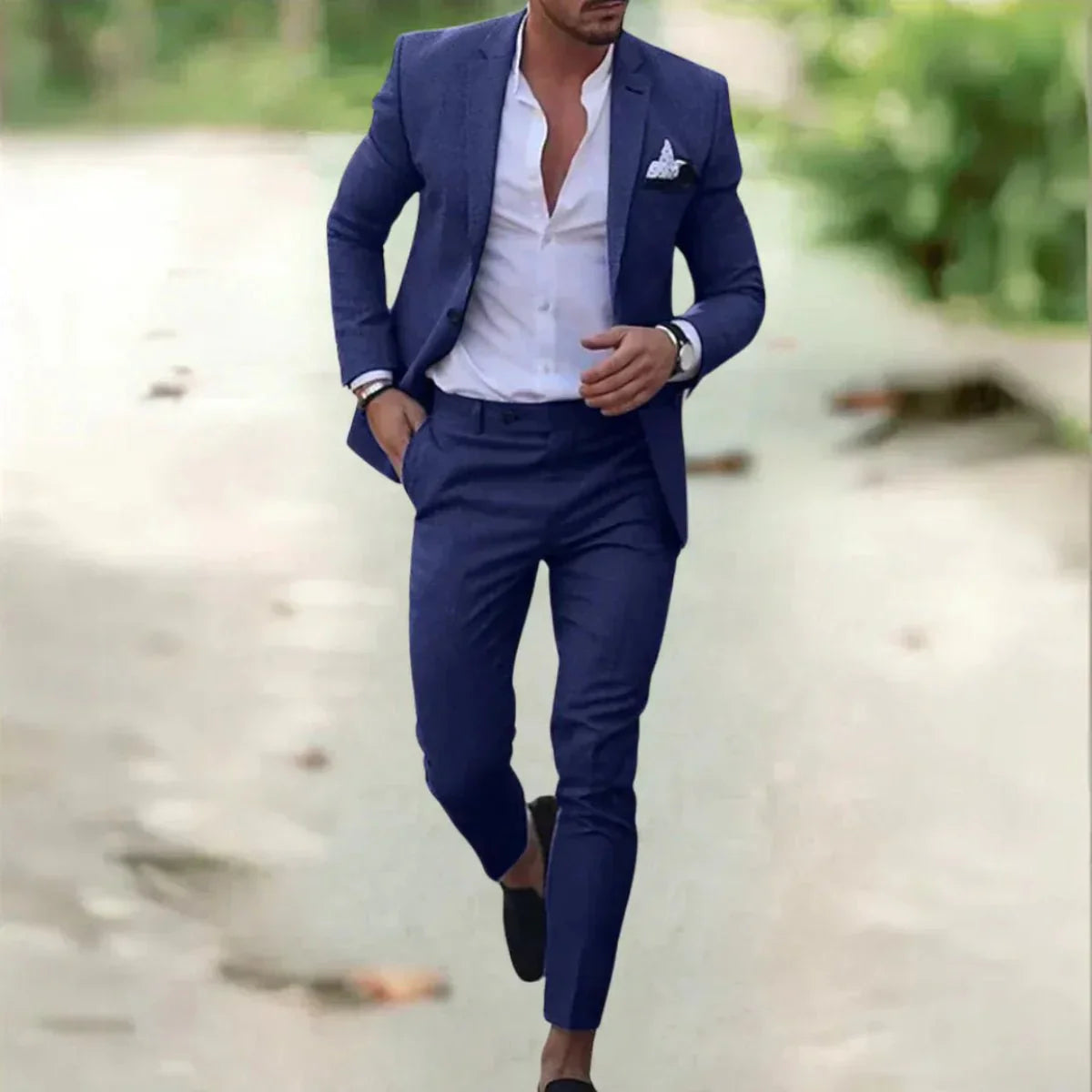 Men’s Two-Piece Slim Fit Linen Suit | Breathable
