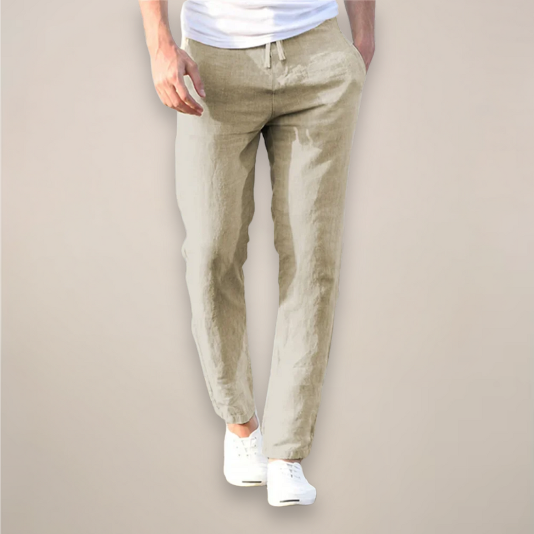 Men's Casual Straight-Leg Linen Trousers | Long