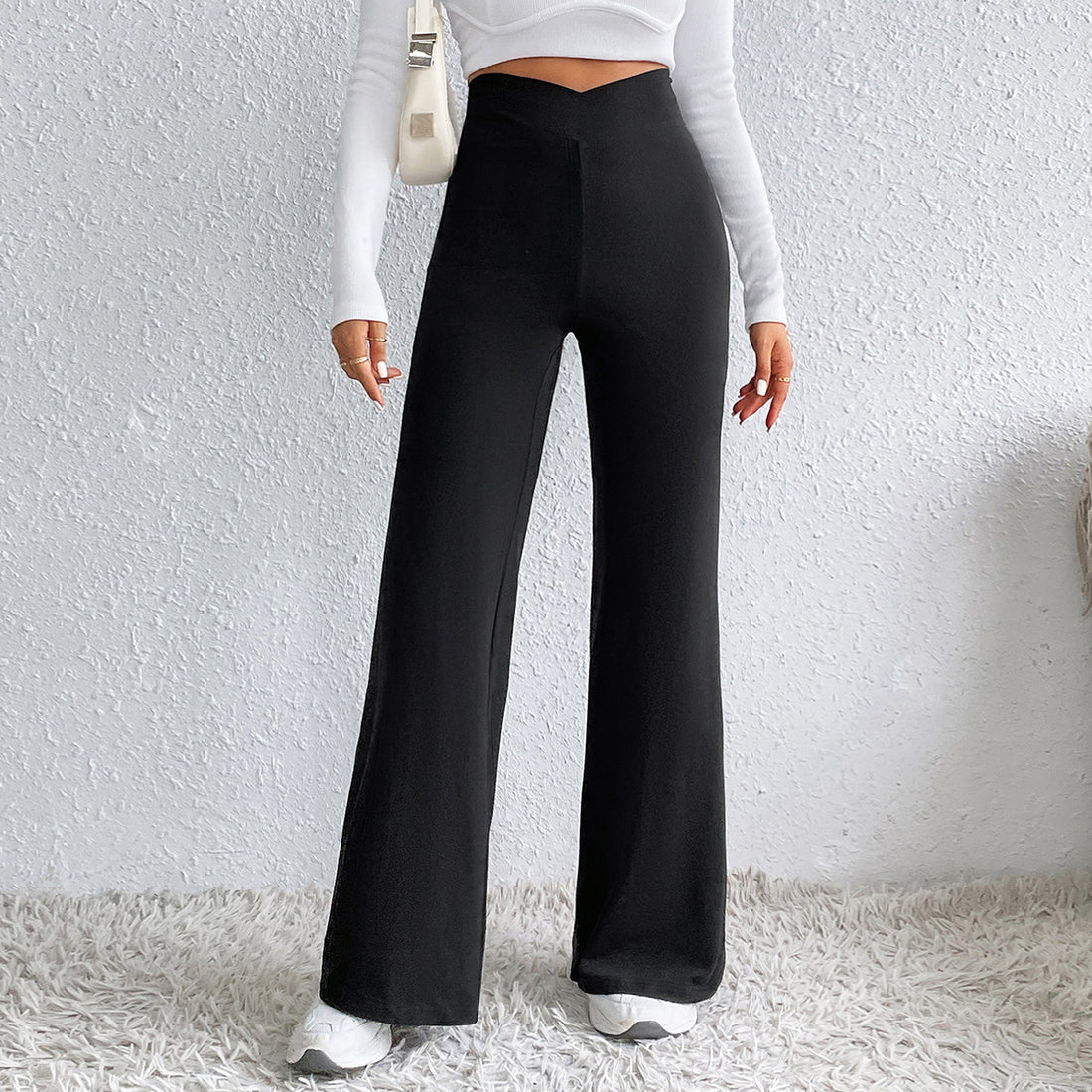 Bell Bottom Pants High Waist Weight Loss Pants All Match High Elastic Slightly Flared Horseshoe Pants