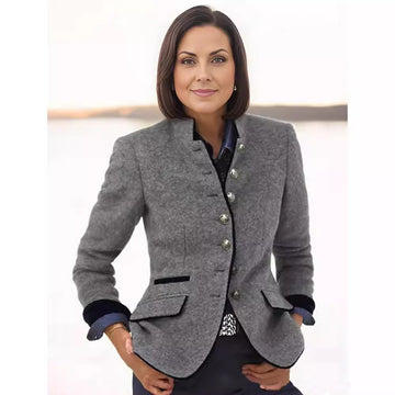 Women's Button Placket Coat | Stand Collar