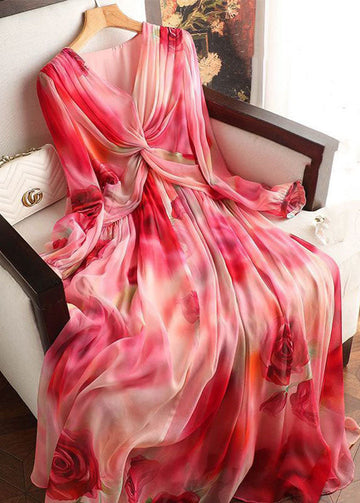 Vibrant Wrinkled Silk Patchwork Dress -  Olivia