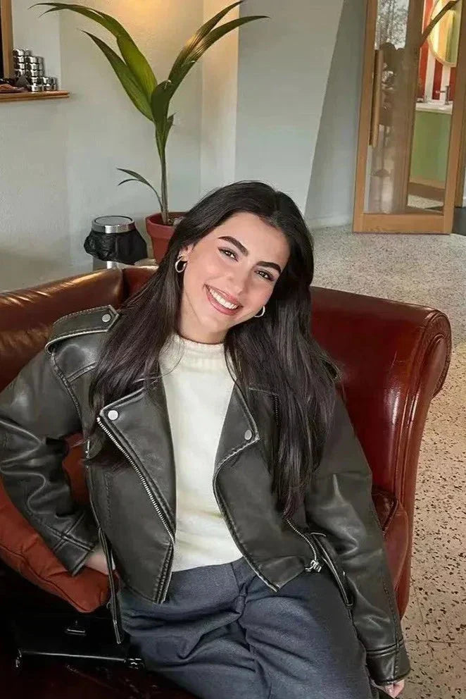 Women's Biker Leather Jacket | Short