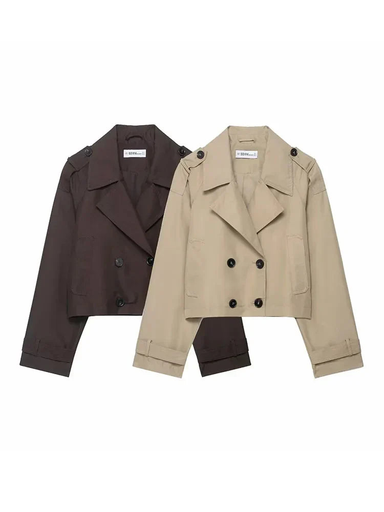 Women's Short Trench Jacket | Double Breasted