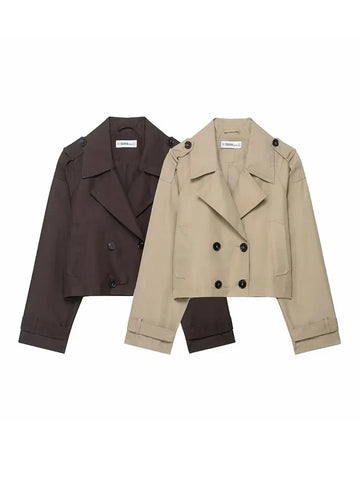 Women's Short Trench Jacket | Double Breasted