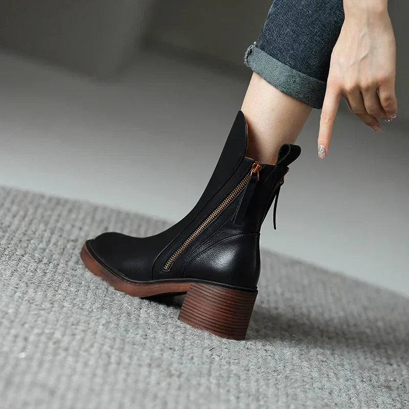 Women's Block Heel Ankle Boots | Zipper