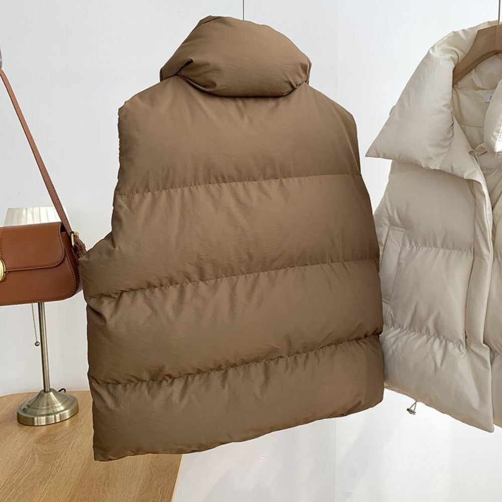 Puffer Vest with High Collar for Women - Mary