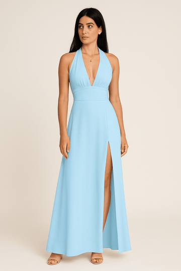 Party Satin Halter Dress | Midi