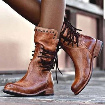 Women's Mid-Calf Lace-Up Boots | Metal Stud