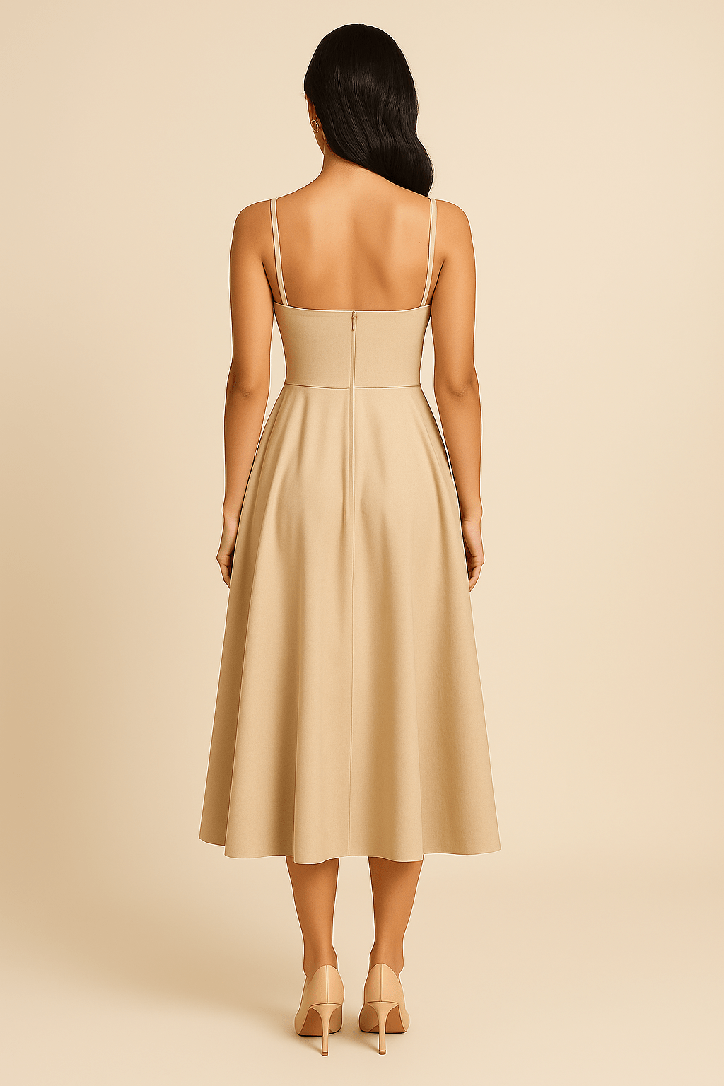 Party Waist Pleats Dress | Midi