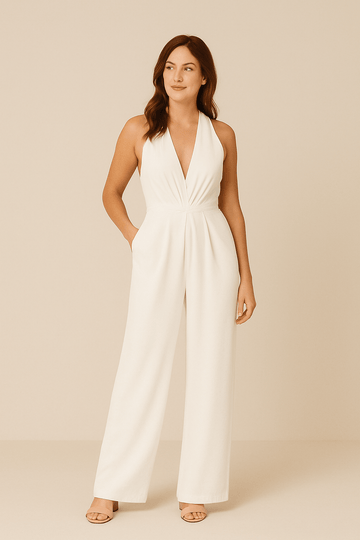 Women's Deep V Neck Jumpsuits | Sleeveless