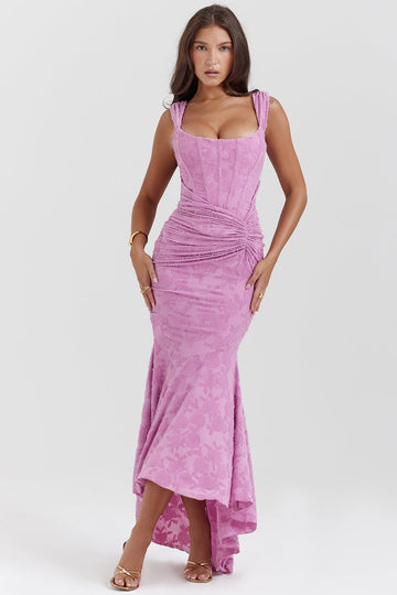 Lace Maxi Dress with Ruched Detail for Women - Rita
