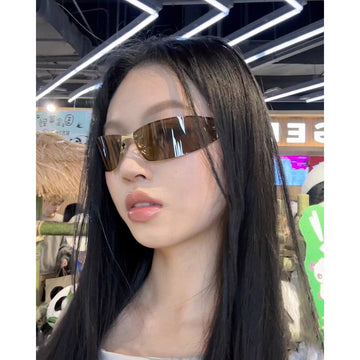 Brown Rectangular Frame Sunglasses with Tinted Lenses for Women - Marta