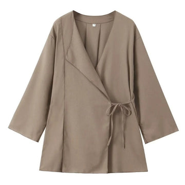 Long Sleeve Wrap Top and Wide Leg Pants for Women - Mirella