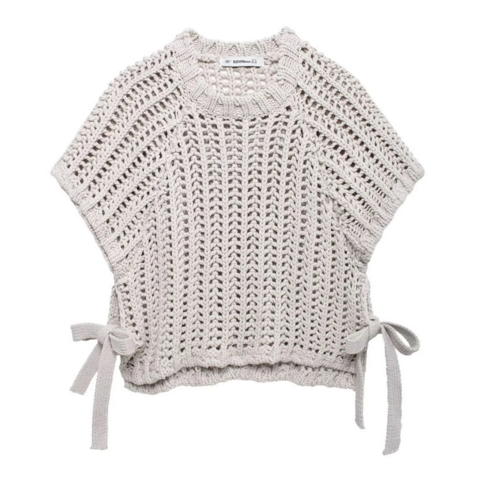 Multi Color Crochet Knit Short Sleeve Top for Women - Ginevra